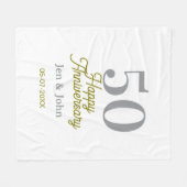 50th happy anniversary name date silver gold date  fleece deken (Voorkant (Horizontaal))