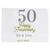 50th happy anniversary name date silver gold date  groot cadeauzakje (Achterkant)