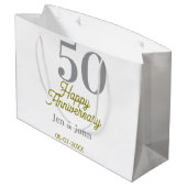 50th happy anniversary name date silver gold date  groot cadeauzakje (Achterkant Gekanteld)