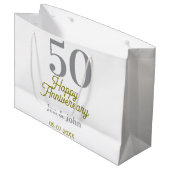 50th happy anniversary name date silver gold date  groot cadeauzakje (Voorkant Gekanteld)
