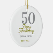 50th happy anniversary name date silver gold date  keramisch ornament (Rechts)