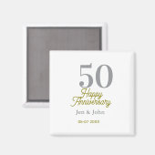 50th happy anniversary name date silver gold date  magneet (Voorkant / Achterkant)