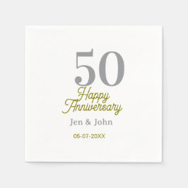 50th happy anniversary name date silver gold date  servet