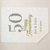 50th happy anniversary name date silver gold date  sherpa deken (Voorkant (horizontaal))