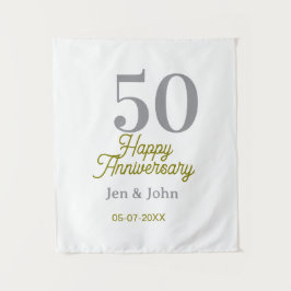 50th happy anniversary name date silver gold date  wandkleed