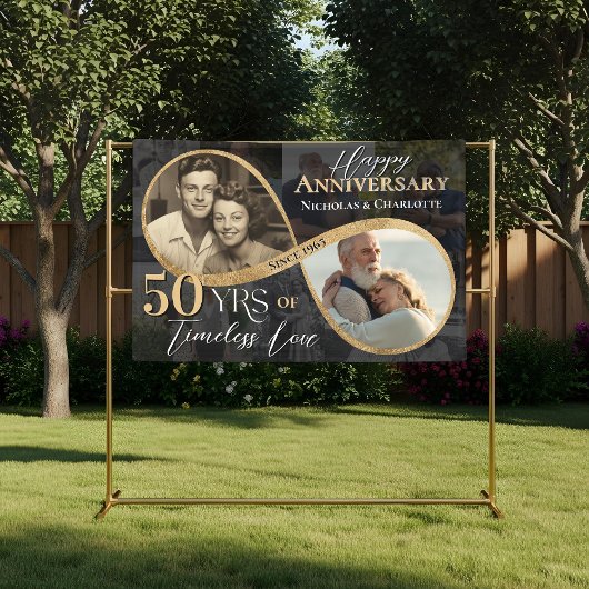 50th Happy Anniversary Then & Now Gold Infinity Spandoek