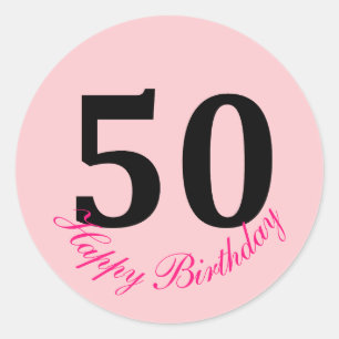 50th Happy Birthday Blush Pink Fifty Custom Schatt Ronde Sticker