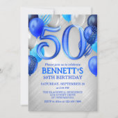 50th Mens Blue Anniversaire Invitation (Devant)