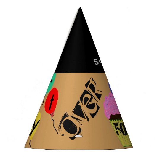 50th Over the Hill Personalized Cupcake Balloons Feesthoedjes (Links)