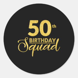 50th Squad Py Bday Geel Goud Ronde Sticker