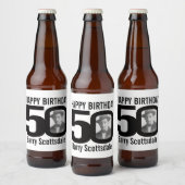 50th Verjaardag aangepaste foto naam label Bier Etiket (Flessen)
