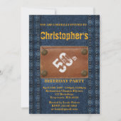 50th, Verjaardag Party Man, Uitnodiging Denim stij (Voorkant)