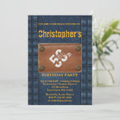 50th, Verjaardag Party Man, Uitnodiging Denim stij (Staand voorkant)