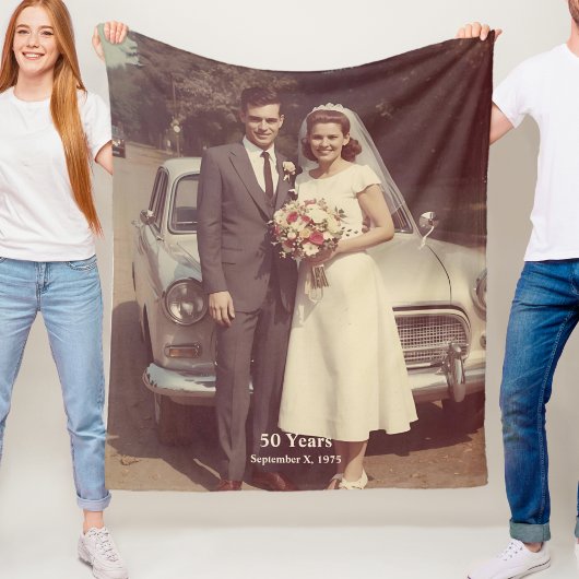 50th Wedding Anniversary Fleece Blanket Photo Deken