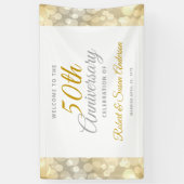 50th Wedding Anniversary Gold Bokeh Welcome Spandoek (Verticaal)