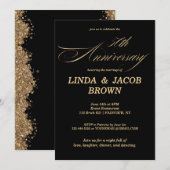 50th Wedding Anniversary Gold Faux Glitter Script Kaart (Voorkant / Achterkant)