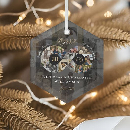 50th Wedding Anniversary Infinity Photo Collage Glas Ornament