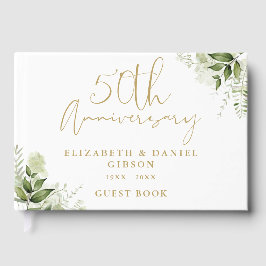 50th Wedding Golden Anniversary Floral Greenery Gastenboek