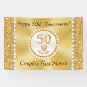 50th Wedding Jubileum Banner PERSONALIZED, Gold (Horizontaal)