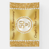 50th Wedding Jubileum Banner PERSONALIZED, Gold (Verticaal)