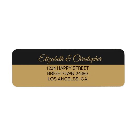 50th Wedding Jubileum Black Gold Address Etiket (Voorkant)