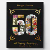 50th Wedding Jubileum Black Gold Photo Collage Fotoplaat (Voorkant)