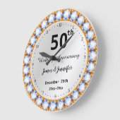 50th Wedding Jubileum diamant Aangepaste namen Grote Klok (Hoek)