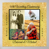 50th Wedding Jubileum Foto Collage Gold Poster (Voorkant)