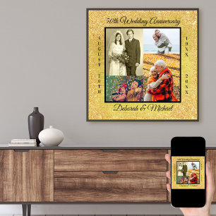 50th Wedding Jubileum Foto Collage Gold Poster