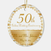 50th Wedding Jubileum Gepersonaliseerd Keramisch Ornament (Links)