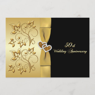 50th Wedding Jubileum Gezamenlijk Harten Uitnodige Kaart