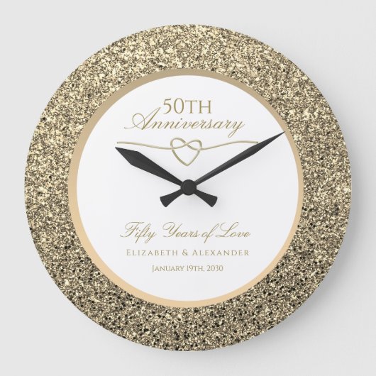 50th Wedding Jubileum Gift Personalized Grote Klok (Voorkant)