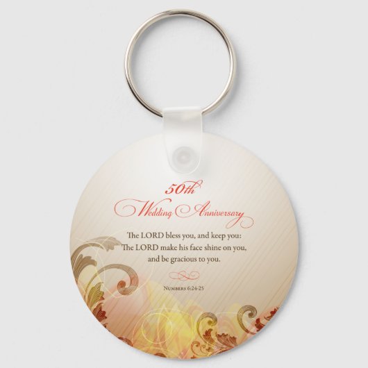 50th Wedding Jubileum, Lord Bless & Keep Sleutelhanger (Voorkant)