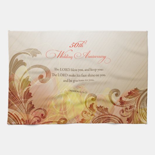 50th Wedding Jubileum, Lord Bless & Keep Theedoek (Horizontaal)