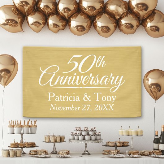 50th Wedding Jubileum Persoonlijk - goud Spandoek