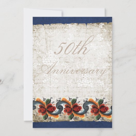 50th Wedding Jubileum Rosemaling Custom Kaart (Voorkant)