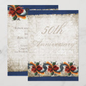 50th Wedding Jubileum Rosemaling Custom Kaart (Voorkant / Achterkant)