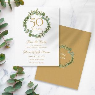 50th Wedding Jubileum Save the Date Greenery Briefkaart