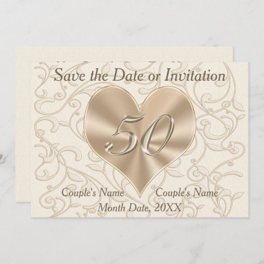 50th Wedding Jubileum sparen de Datumkaarten Save The Date (Voorkant / Achterkant)