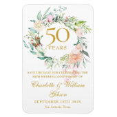 50th Wedding Jubileum Sparen het Roos van de Datum Magneet (Verticaal)