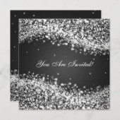 50th Wedding Jubileum Sparging Wave Black Kaart (Voorkant / Achterkant)