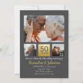 50th Wedding Jubileum Specialized Grey Gold Kaart (Voorkant)