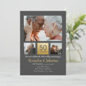 50th Wedding Jubileum Specialized Grey Gold Kaart (Staand voorkant)