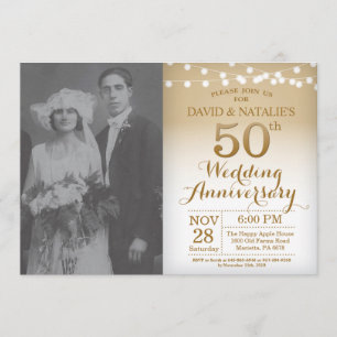 50th Wedding Jubileum Uitnodiging Gold Foto