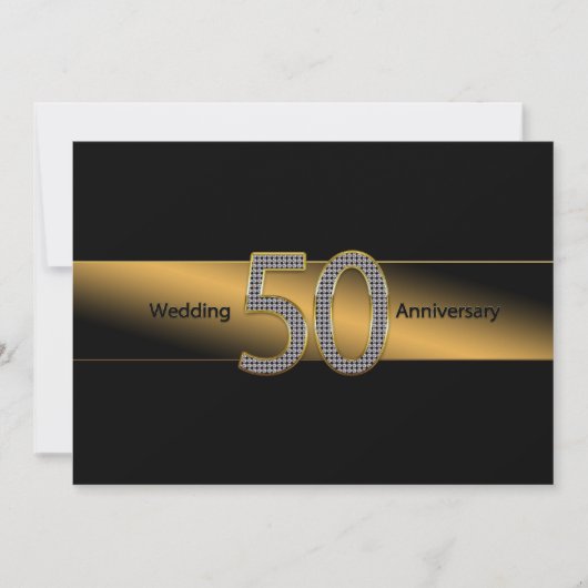 50th Wedding Jubileum - Uitnodiging - Goud/Zwart (Voorkant)