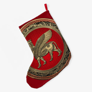[510] Assyrian Winged Bull - Gold Lamassu Grote Kerstsok