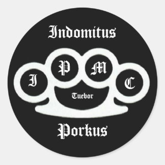 5114, Indomitus, Porkus, I, P, M, C, Tuebor Ronde Sticker
