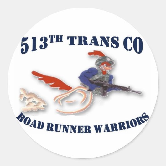 513th Blauw Ronde Sticker (Voorkant)