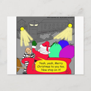 515 ontsnappingen uit Santa cartoon Feestdagenkaart