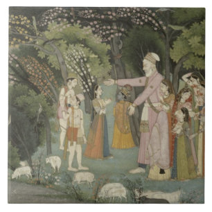 51.207/28 Nanda die Radha vraagt om Krishna te beg Tegeltje